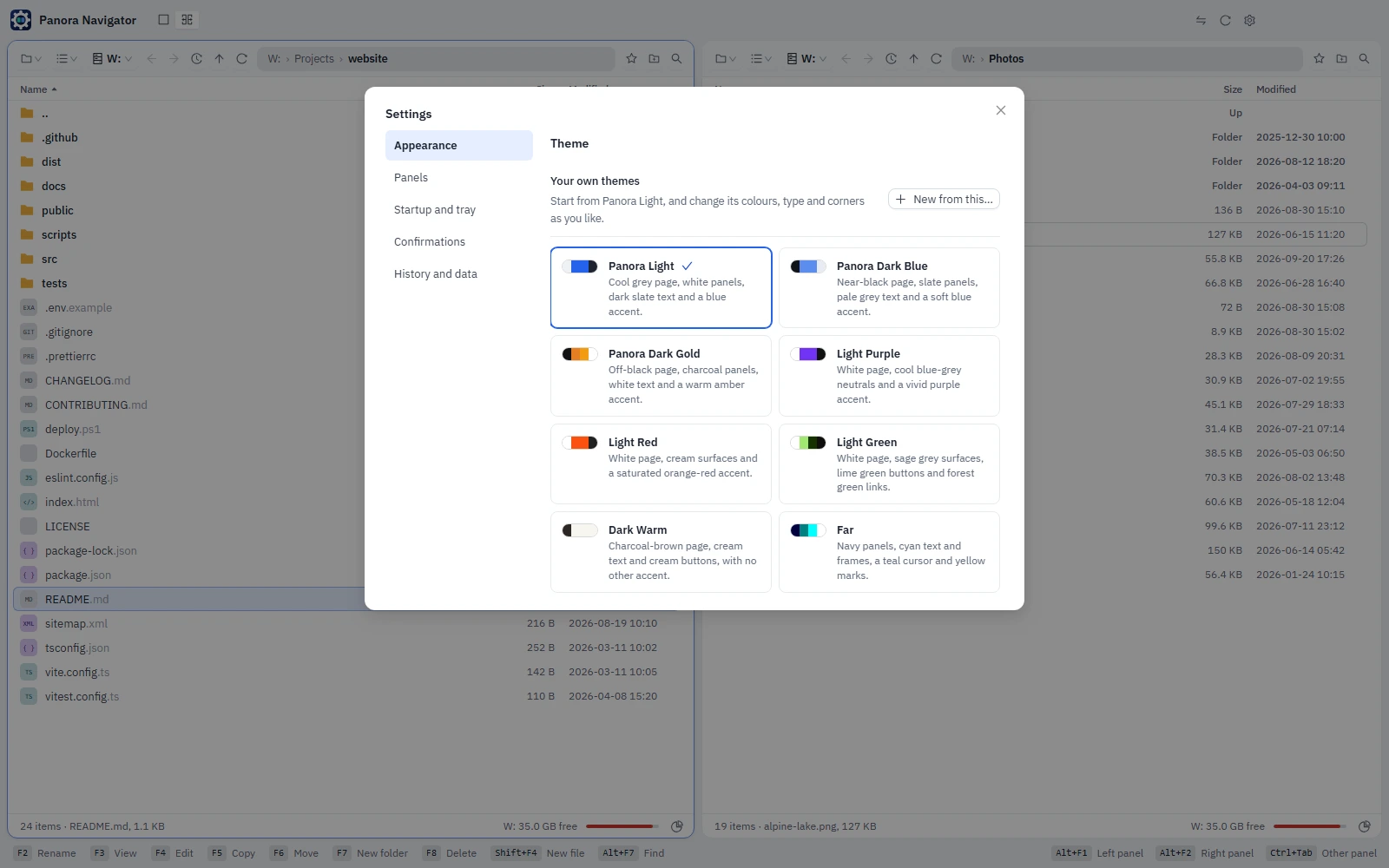 The Settings of Panora Navigator