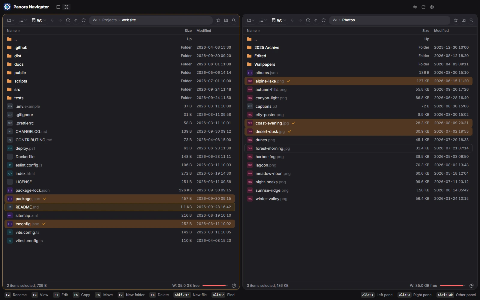Panora Dark Gold theme